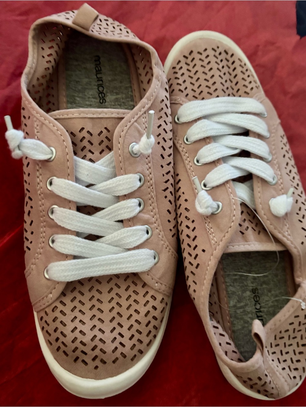 Maurices blush Pink Perforated Lace-Up Sneakers new sz 9